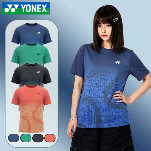 YONEX/尤尼克斯羽毛球服yy渐变印花轻便运动透气速干短袖T恤-3313