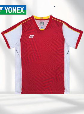 YONEX/尤尼克斯羽毛球服条纹拼接V领大赛服速干透气运动服10512EX