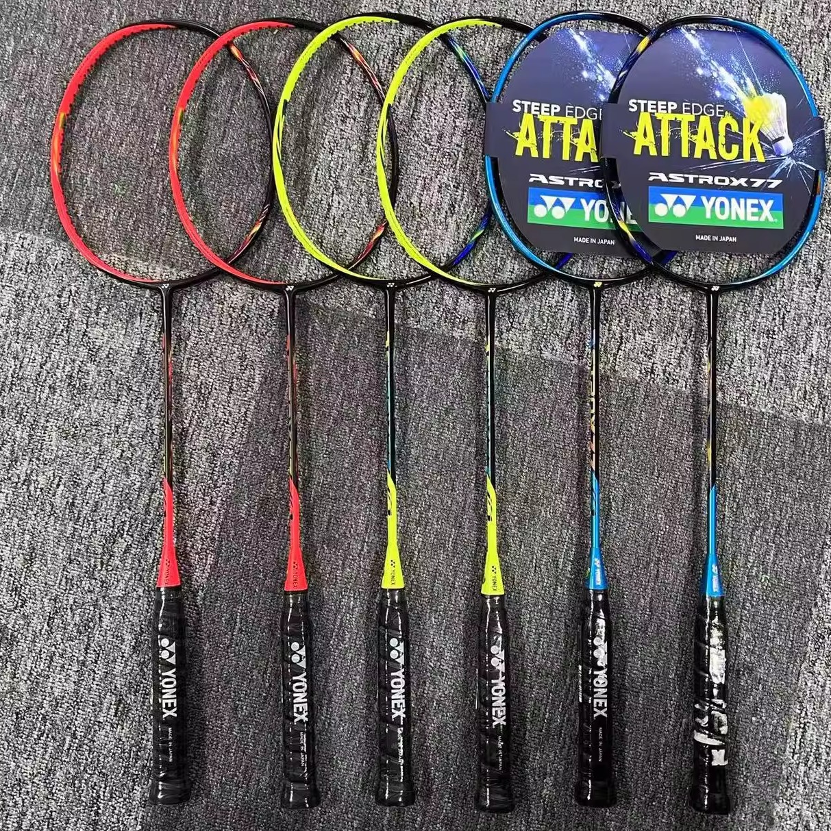 正品尤尼克斯ASTROX天斧77 AX77红黄蓝超强进攻 精准落点羽毛球拍