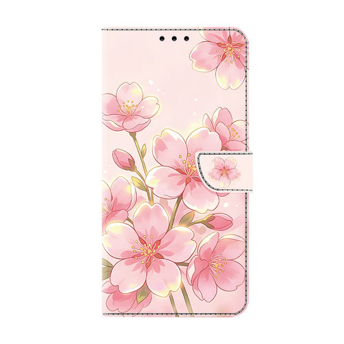 粉色小花适用GalaxyS26ultra/S25FE翻盖手机壳三星S24/S23u/S22plus/S21+/S20FE皮套S25edge防摔插卡保护帆盖