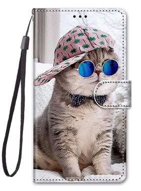 眼镜猫适用Galaxy A55/A35/A25/A15 5G三星A13/A23/A33/A53翻盖手机壳A12/A22/A32/A42/A52电话保护套A14/A54