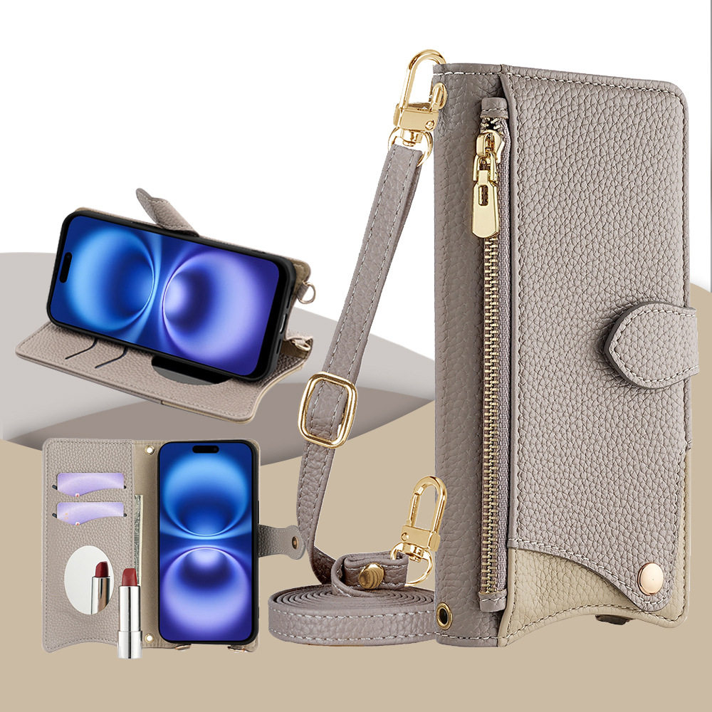 日本鱼尾适用Galaxy S26/S24plus/S23/S22/S20/S21Ultra 5G三星S25FE斜挎背带镜子翻盖手机壳S10e+保护皮套女