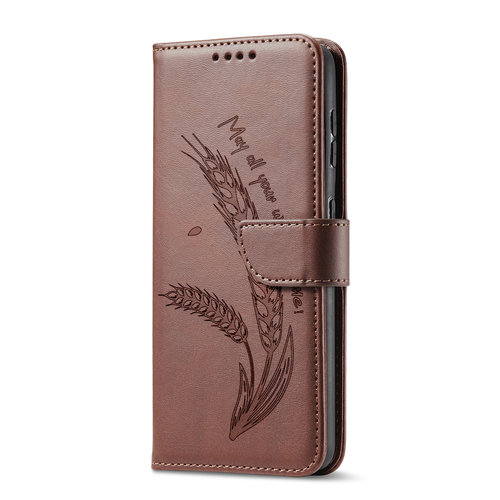 麦穗压花适用iphone18promax/air/17e苹果16pro翻盖手机壳15plus/14/13/12mini帆盖se2掀盖XR防摔8p保护皮套