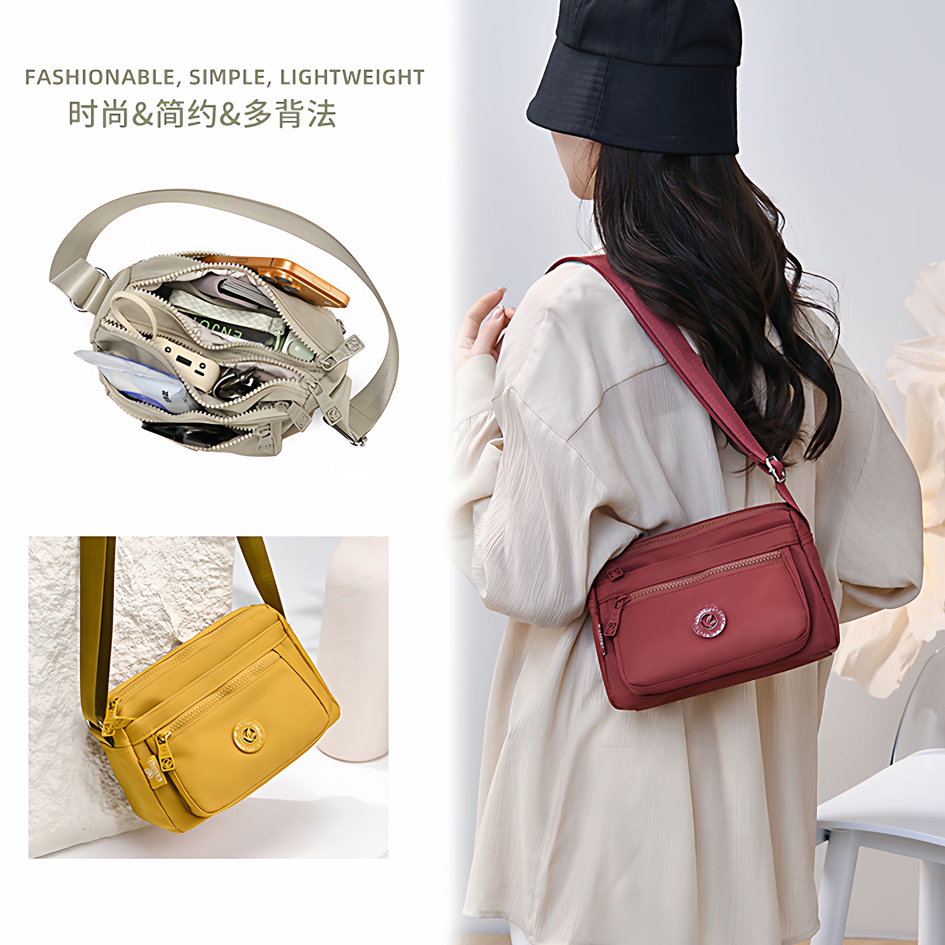 2026新款休闲单肩包多口袋轻便百搭女士斜挎妈妈包零钱小包手机包