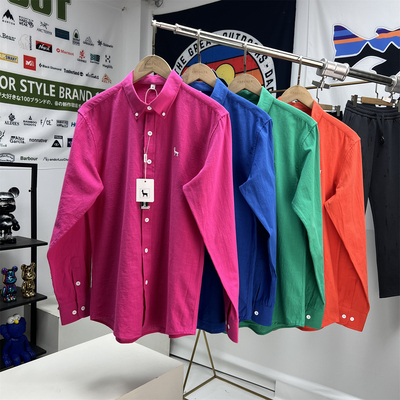 男士轻奢线竹节棉刺绣尖领衬衫