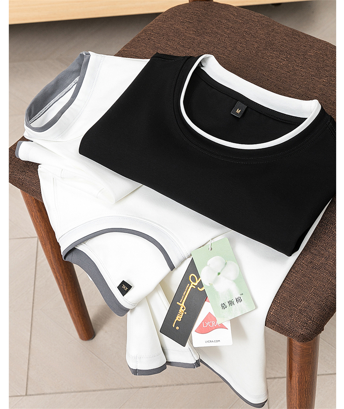 80S支双面丝光液氨整理短袖T恤