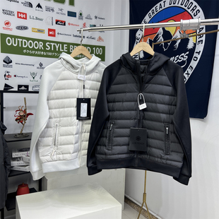 户外山系可作中间层内搭男女同款轻便保暖针织拼接宽松连帽羽绒服