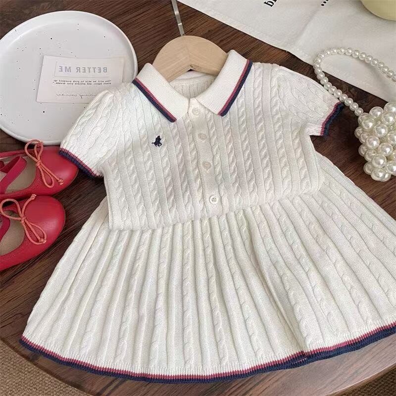 女童学院风套装裙子夏季洋气儿童装小女孩针织POLO衫半身裙两件套