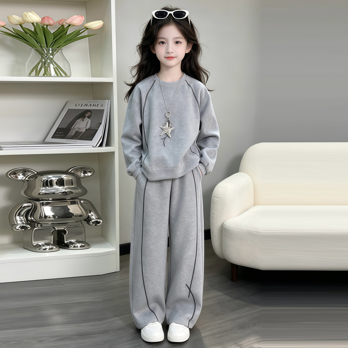 女童2026新款洋气卫衣运动套装