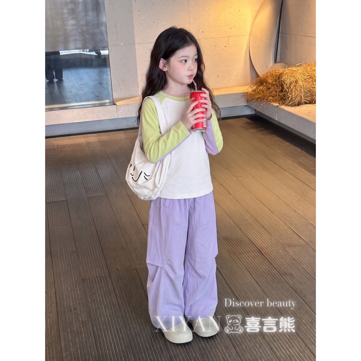 女童春秋运动卫衣阔腿裤两件套