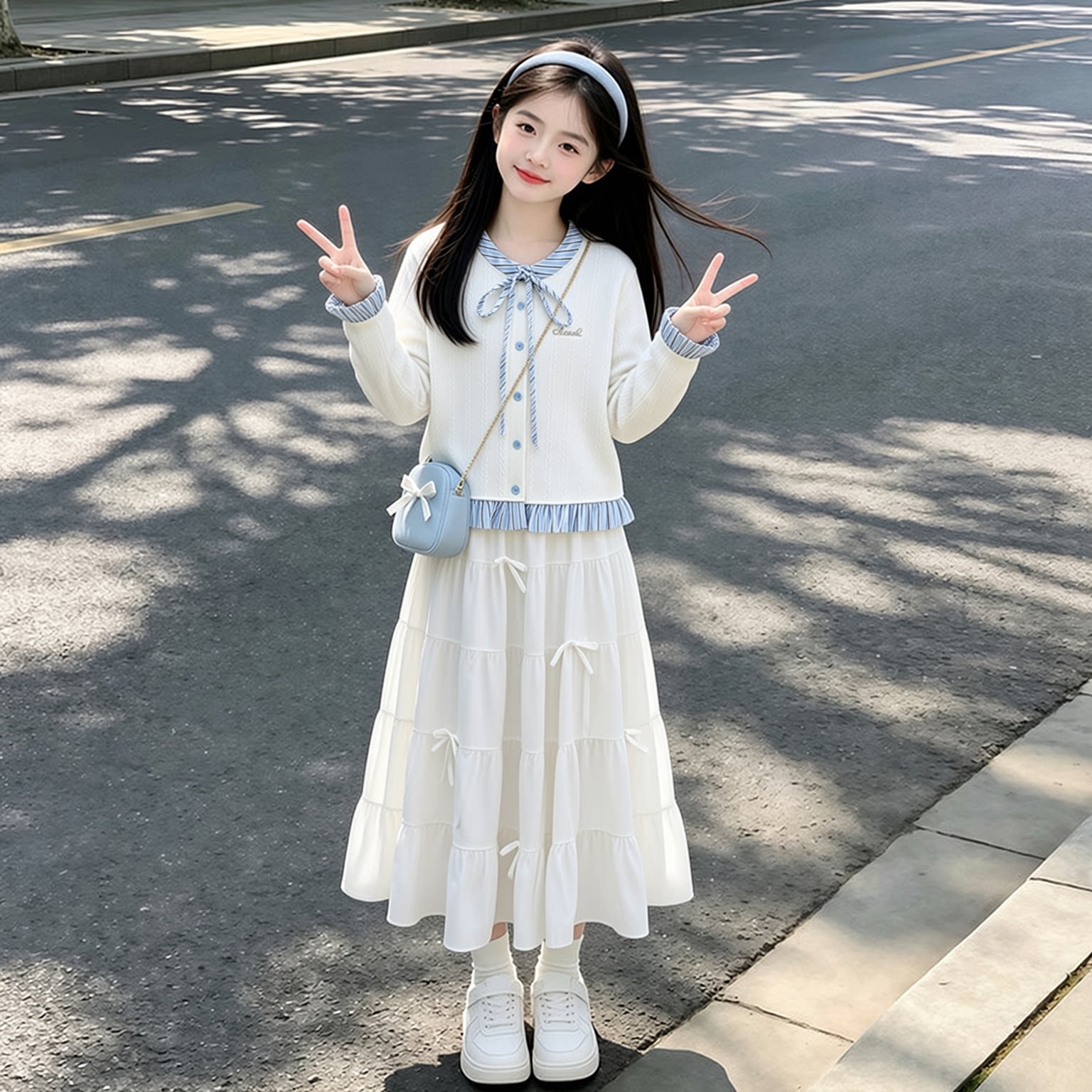 女童秋季套装儿童2026新款秋洋气穿搭女孩秋装女大童针织衫半身裙