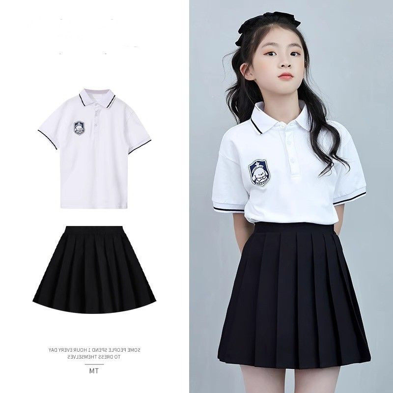 女童jk套装裙子夏季洋气中大童学院风校服班服演出服百褶裙两件套