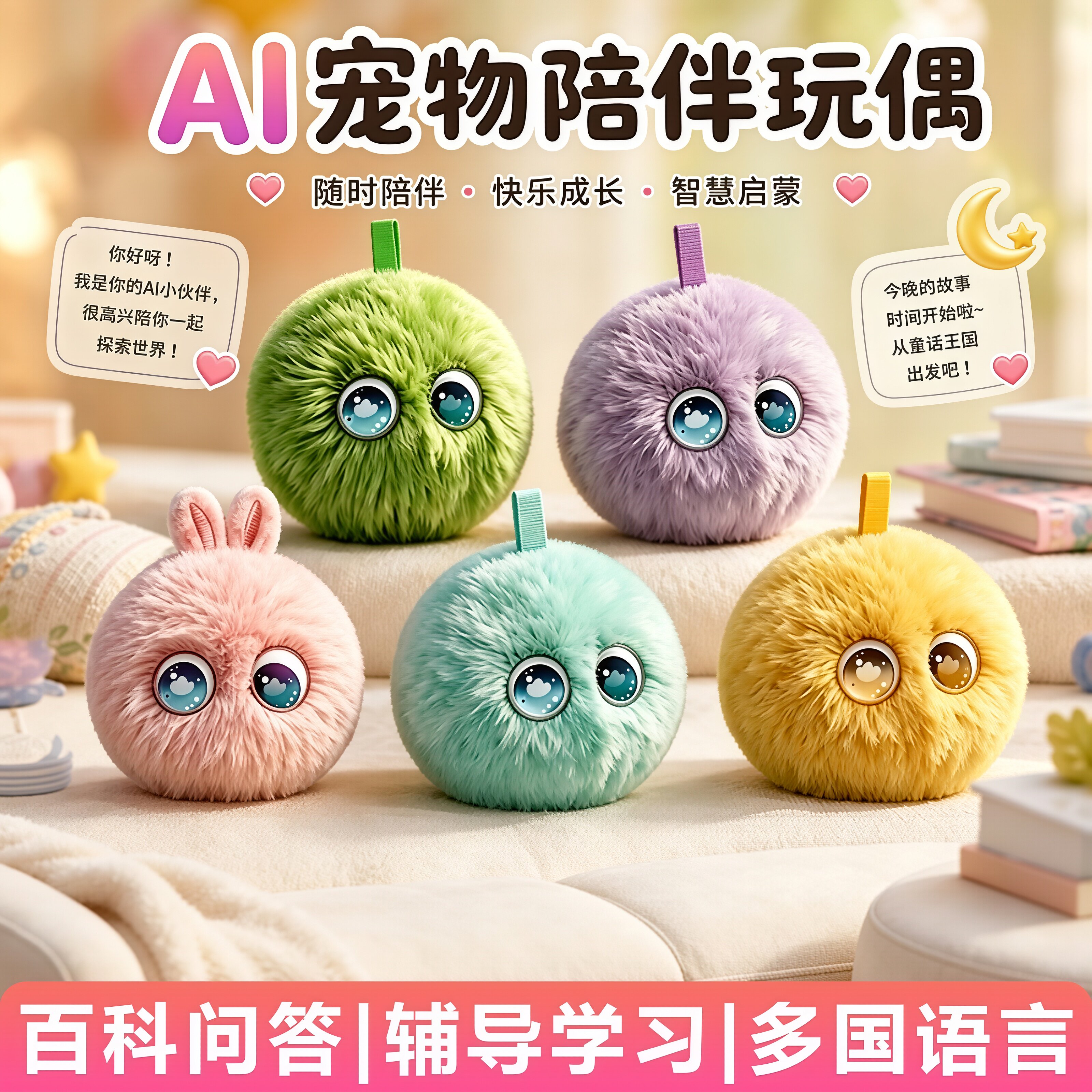 ai智能机器人语音对话陪伴聊天学习辅导毛绒玩具电子宠物生日礼物