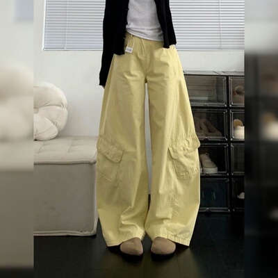 宽松显瘦美式阔腿休闲工装裤子-