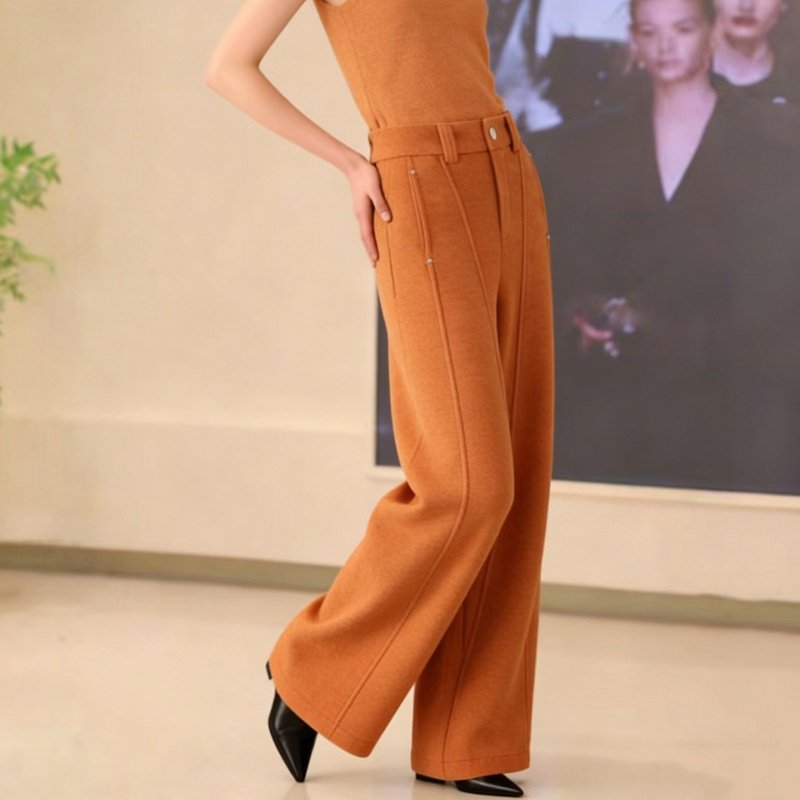 南瓜橙阔腿裤女春秋新款加绒宽松显瘦休闲直筒西裤加厚羊毛呢裤子,女装/女士精品,休闲裤,淘宝优惠券,粉丝福利购,淘宝优惠卷