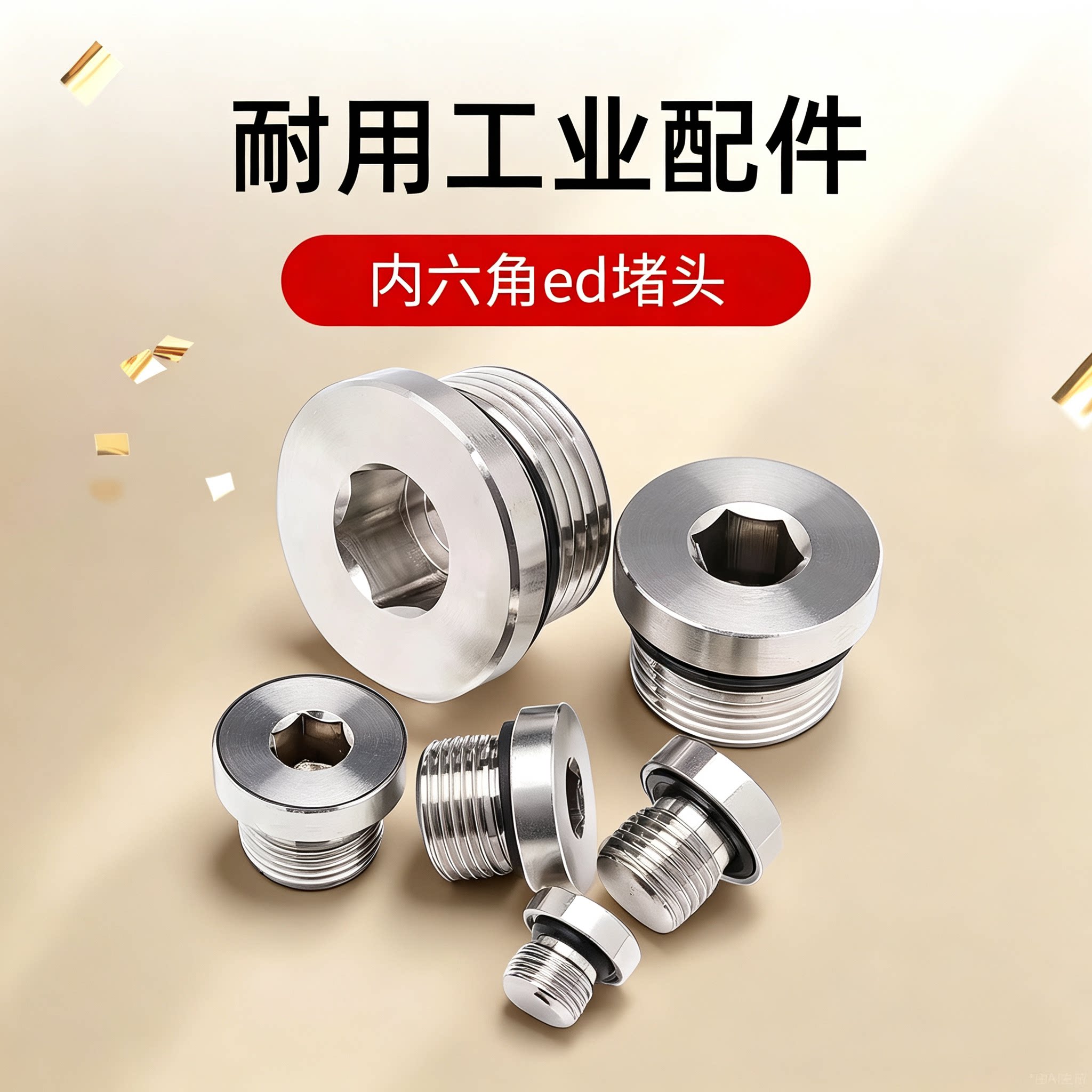 镀锌内六角ED堵头法兰面管堵油塞螺堵G1/8G1/4G3/8G1/2M812*1.5