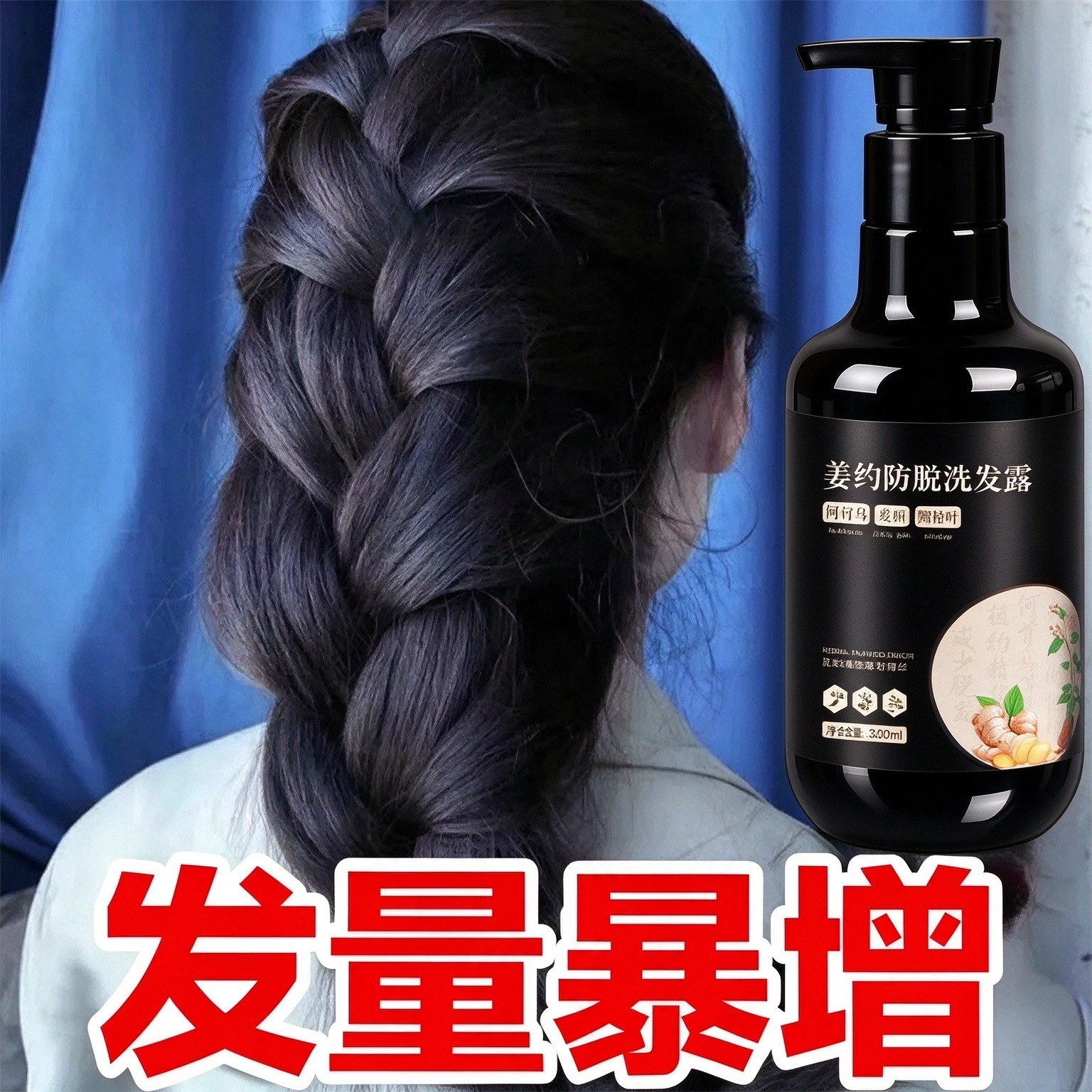 何首乌生姜防脱发洗发水生密发增发精华液正品去屑止痒蓬松洗发露