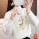 秋冬黄金貂绒加厚半高领学生初中高中女大童百搭针织毛衣套头短款