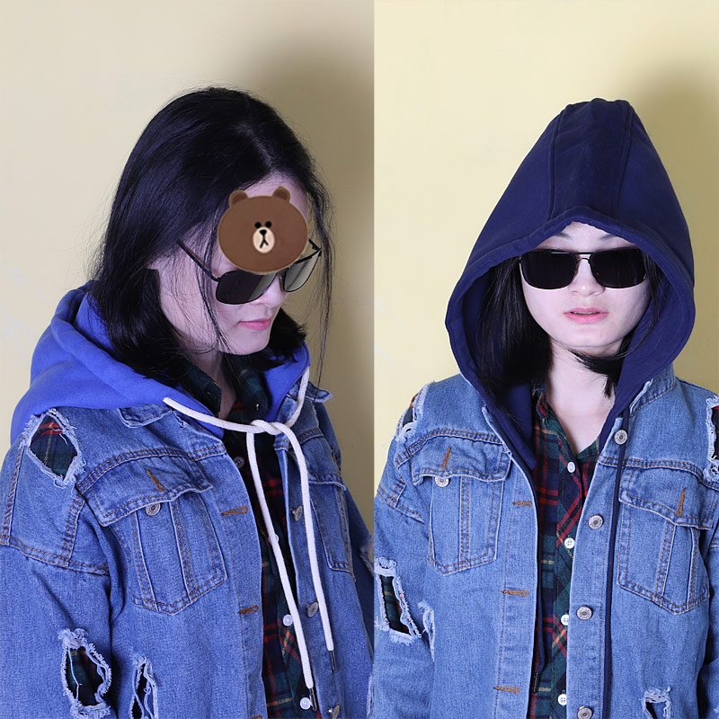 简约百搭风实用抽绳卫衣假领子