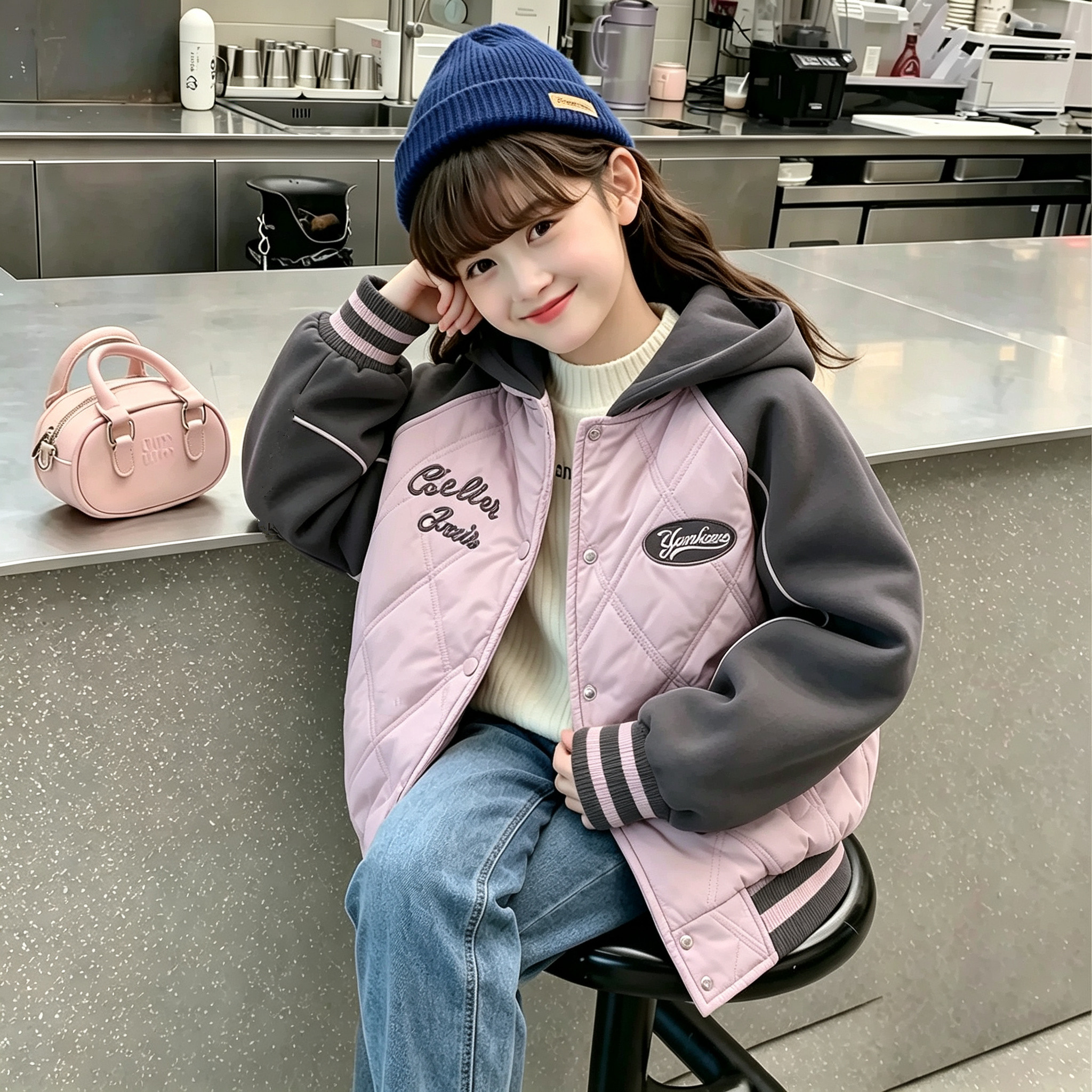 女童外套秋冬款2026新款洋气小女孩棉服上衣儿童夹棉加厚衣服冬季
