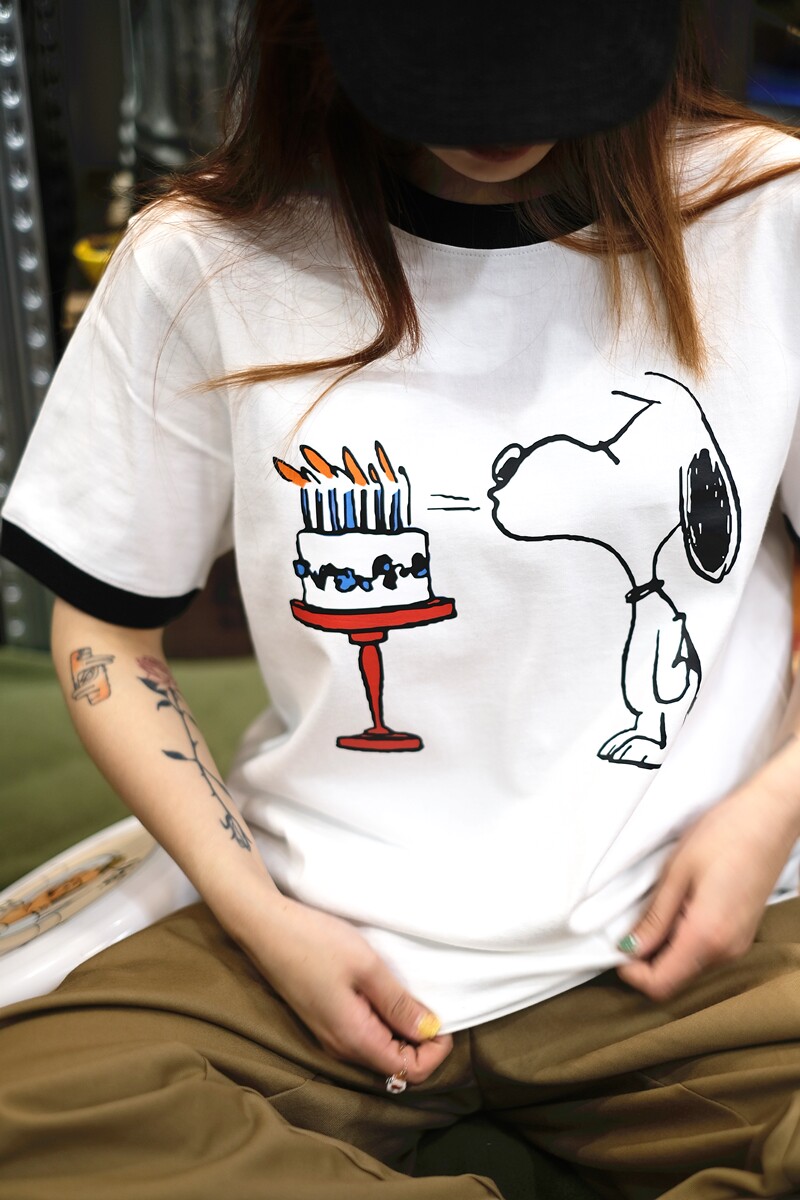 买梦想的奶奶史努比吹生日蛋糕香草白黑色边厚礼物265克纯棉情侣
