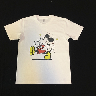 70年代VintageMickey Tee 美式咔叽复古卡通米奇印第安纯棉男女短