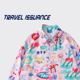 ISSUANCE 欢乐城堡 原宿风清新彩色花朵满印宽松长袖 TRAVEL 衬衫