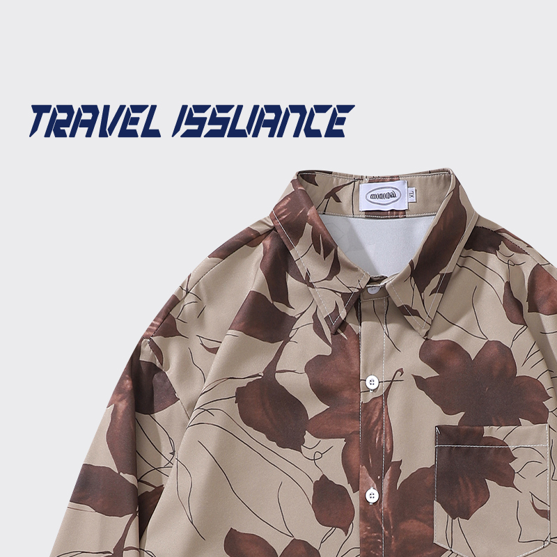 复古潮流个性花卉BF宽松长袖衬衫