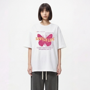 TRAVEL ISSUANCE 蝴蝶效应 美式街头短袖撞色宽松情侣款半袖T恤