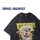 TRAVEL T恤 小众复古宽松洗水卡通动漫印花短袖 ISSUANCE 没有烦恼