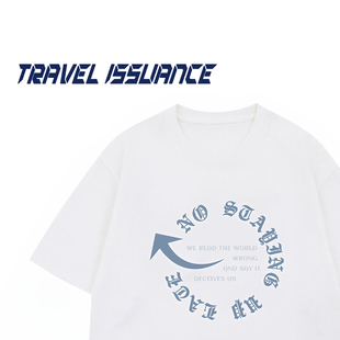 TRAVEL ISSUANCE 讲我今天 新款百搭圆领宽松男女字母印花短袖T恤