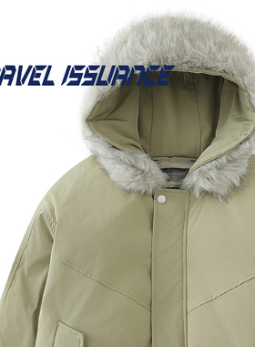 TRAVEL ISSUANCE 或许会发现 欧美可拆卸毛领宽松加厚连帽棉衣女