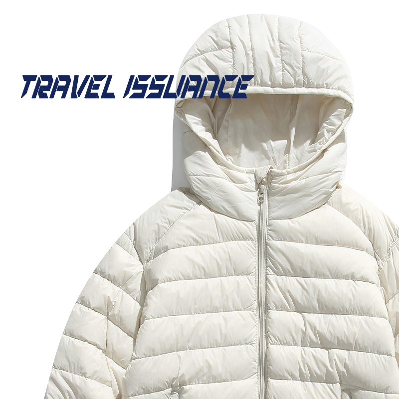 宽松连帽拉链口袋羽绒服外套