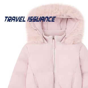 TRAVEL ISSUANCE 来之不易 可拆卸毛领短款修身连帽羽绒服外套女