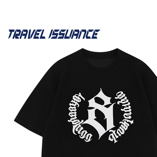 TRAVEL ISSUANCE 感觉还不错 新款潮休闲圆领字母印花宽松短袖T恤