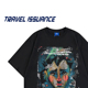 TRAVEL T恤 街头复古休闲涂鸦字母宽松圆领短袖 ISSUANCE 小丑一天