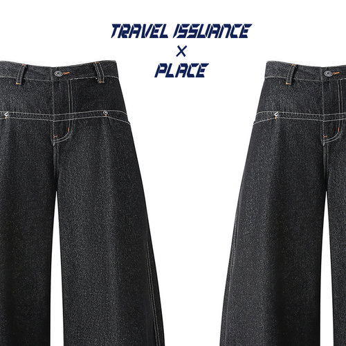 直筒宽松阔腿弯刀牛仔裤女潮