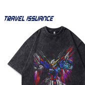 From T恤 ins国潮牌复古卡通动漫印花宽松洗水短袖 Mars 周二繁忙