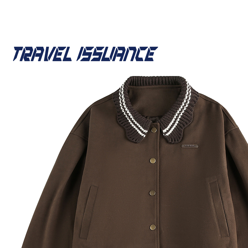 撞色个性短款宽松休闲女夹克外套