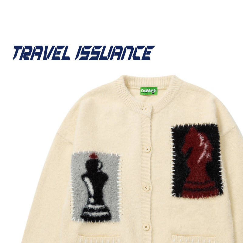 小众圆领开衫宽松男女毛衣百搭