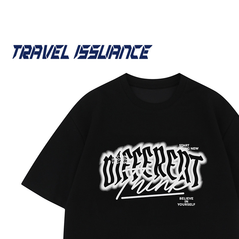 TRAVEL ISSUANCE 崭新出现 新款休闲创意字母圆领宽松短袖T恤男女,男装,T恤,淘宝优惠券,粉丝福利购,淘宝优惠卷