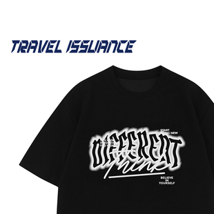 TRAVEL ISSUANCE 崭新出现 新款休闲创意字母圆领宽松短袖T恤男女