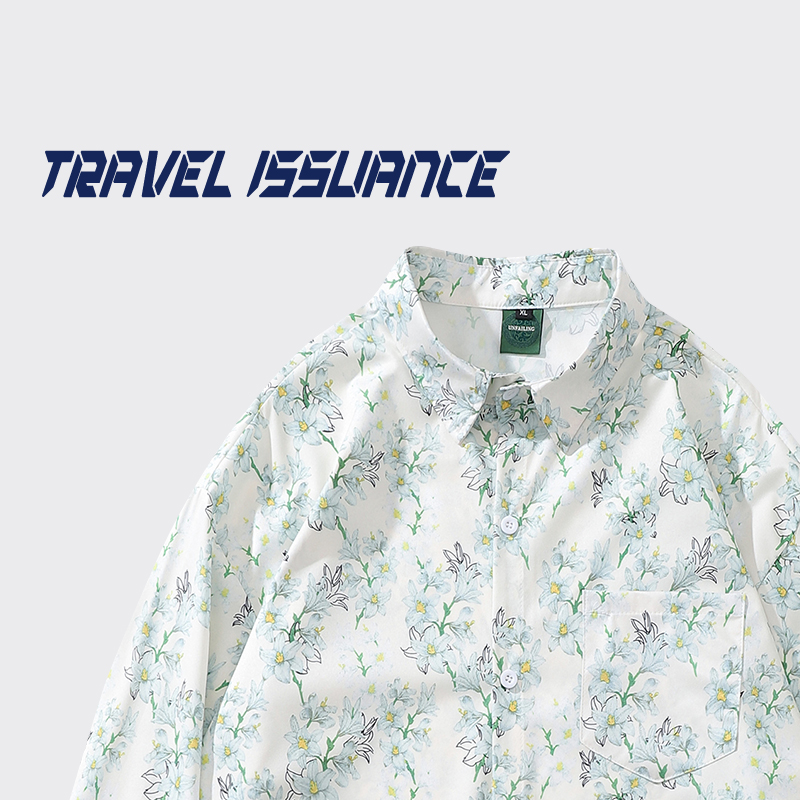 碎花满印宽松长袖休闲衬衫