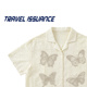 ISSUANCE 蝴蝶齐飞 慵懒风街头复古镂空蝴蝶宽松短袖 TRAVEL 衬衫
