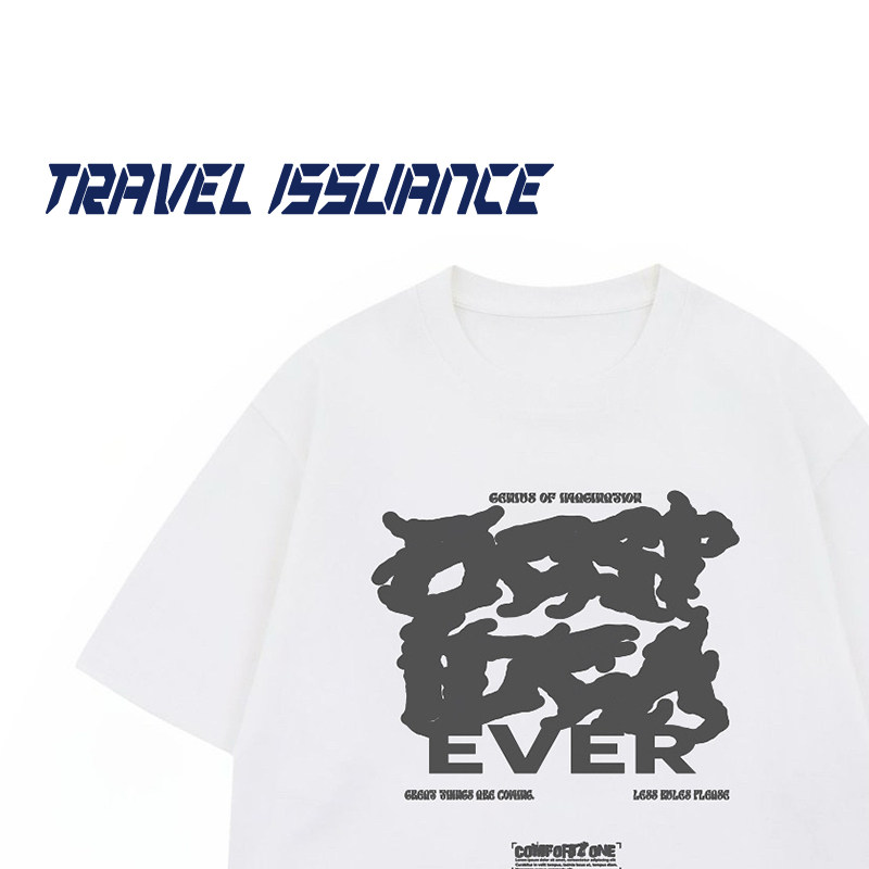 TRAVEL ISSUANCE 别人的光 高街复古宽松创意字母印花百搭短袖T恤,男装,T恤,淘宝优惠券,粉丝福利购,淘宝优惠卷