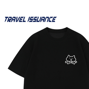 TRAVEL ISSUANCE 暑中清风 夏日简约纯色短袖宽松cleanfit百搭T恤