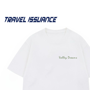 TRAVEL ISSUANCE 过得好快 日系复古小花宽松字母百搭圆领短袖T恤