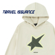 勇往直前 TRAVEL ISSUANCE 高街字母星星印花宽松BF连帽卫衣男女