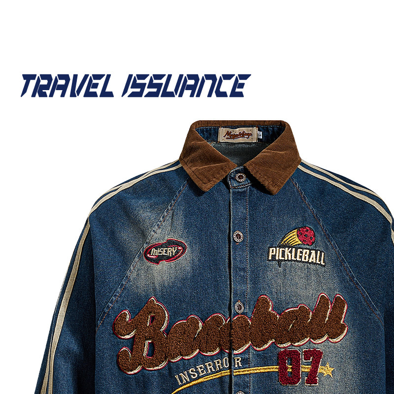 TRAVEL ISSUANCE 气质刚刚好 小众字母宽松休闲牛仔长袖衬衫男女,男装,牛仔衬衫,淘宝优惠券,粉丝福利购,淘宝优惠卷