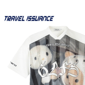 TRAVEL T恤 复古趣味小众宽松印花百搭V领短袖 ISSUANCE 不顺万千